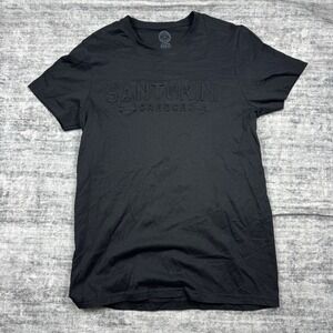 Santorini Greece Puffer 3D T-Shirt Spell Out Graphic  Print Size M Black Tee